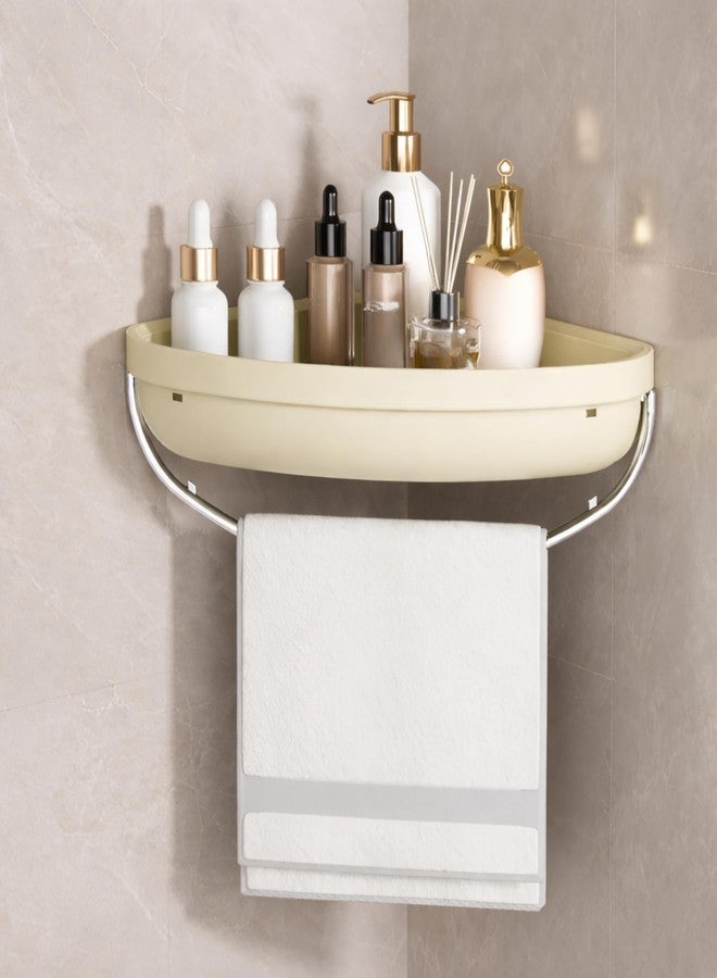 KREPS Bathroom Shelf Organizer,Self Adhesive No Drill Shower Shelf Easy Installation, Wall Mounted Shelf, with Towel Napkin Holder with Hook,Used for Bathroom and Kitchen (Cream, Corner) - Image 1